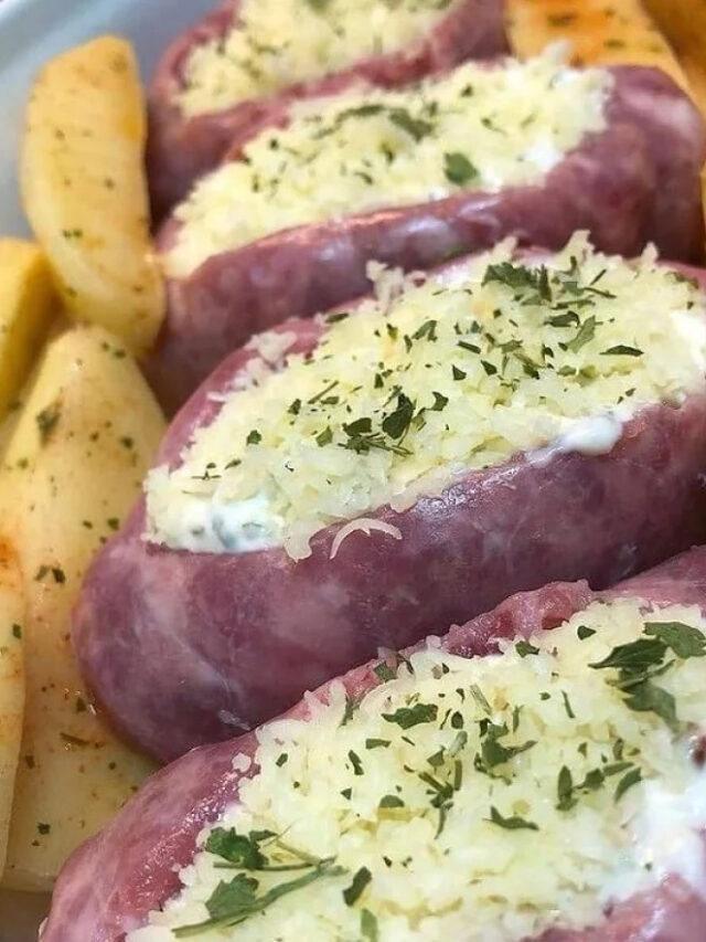 cropped linguica recheada no forno