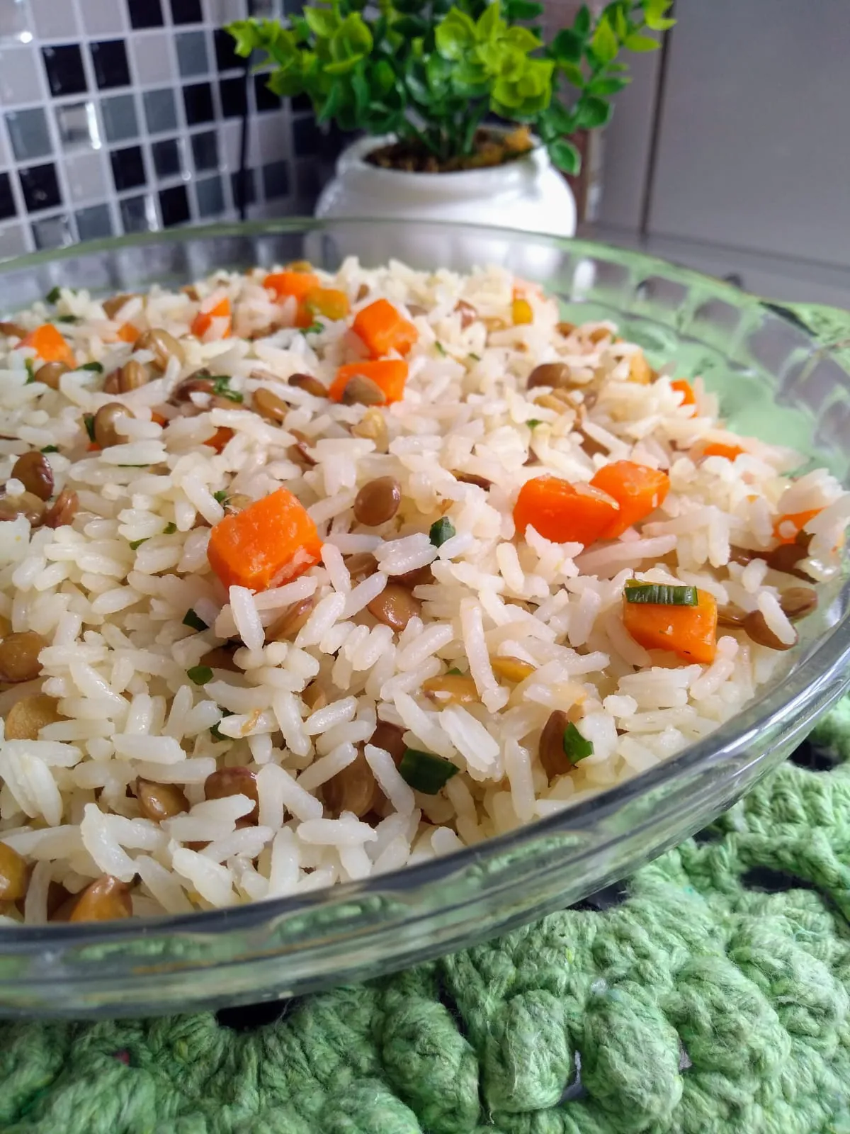 arroz com lentilha cozida em 5 minutos