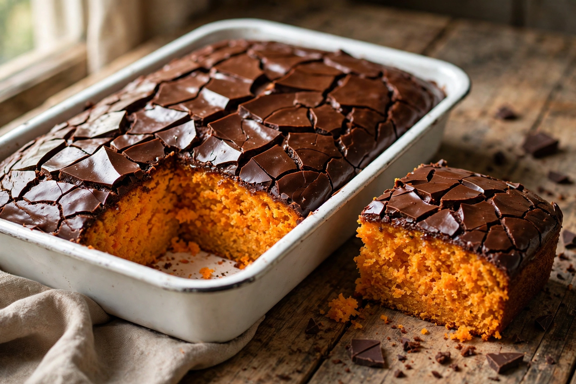 Bolo de Cenoura com Calda Crocante de Chocolate