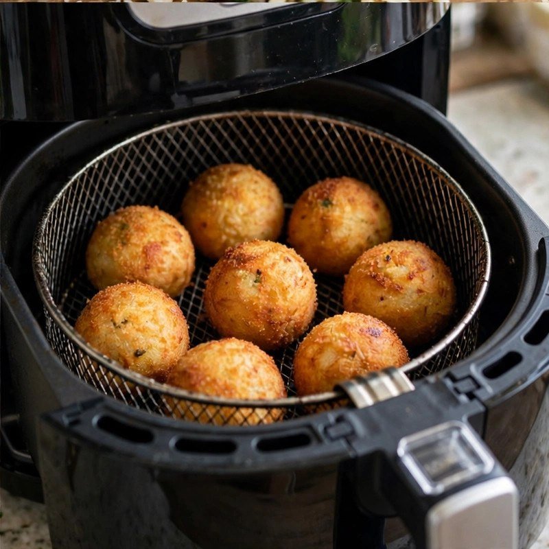 Bolinho de Arroz na Air Fryer: Crocante, Fácil e Sem Fritura 5 Bolinho de Arroz na Air Fryer