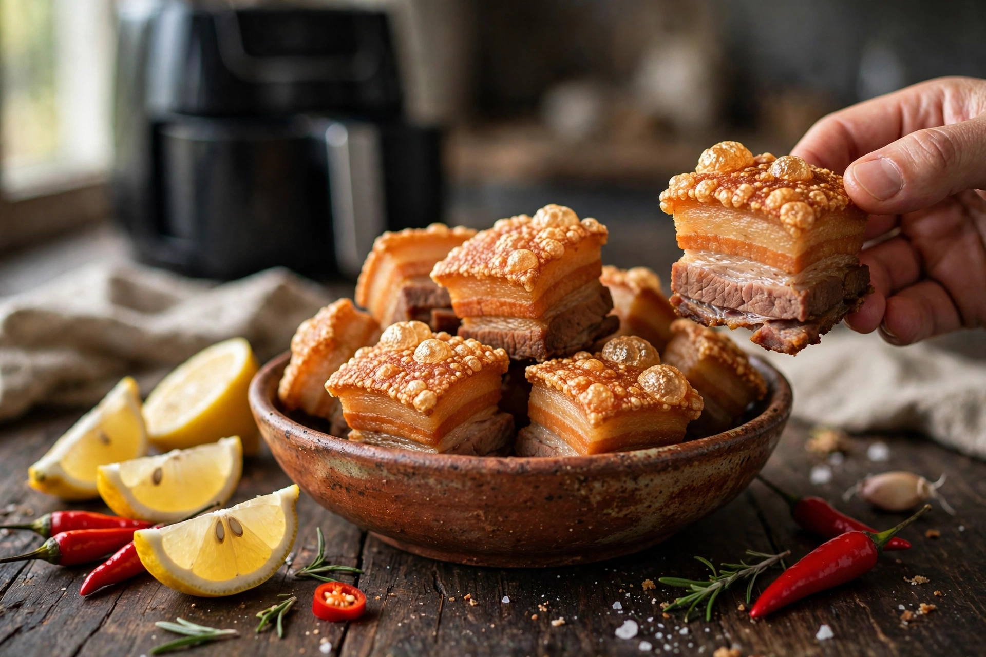 Torresmo na Air Fryer: Pururuca Crocante Sem Sujeira